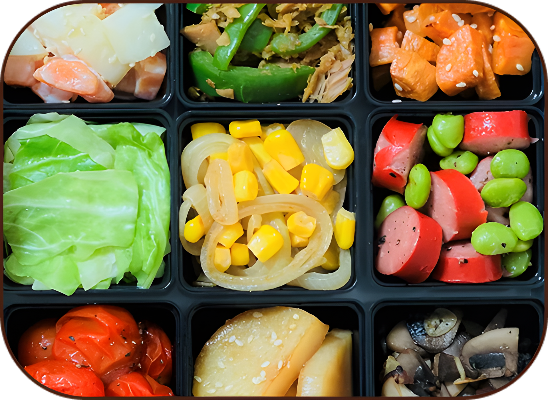 Bento box compartments with various sides